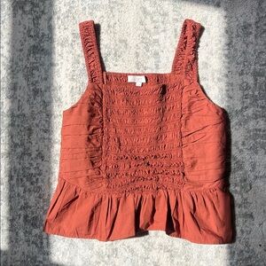 LOFT Rust Orange Fluttery Tank Top